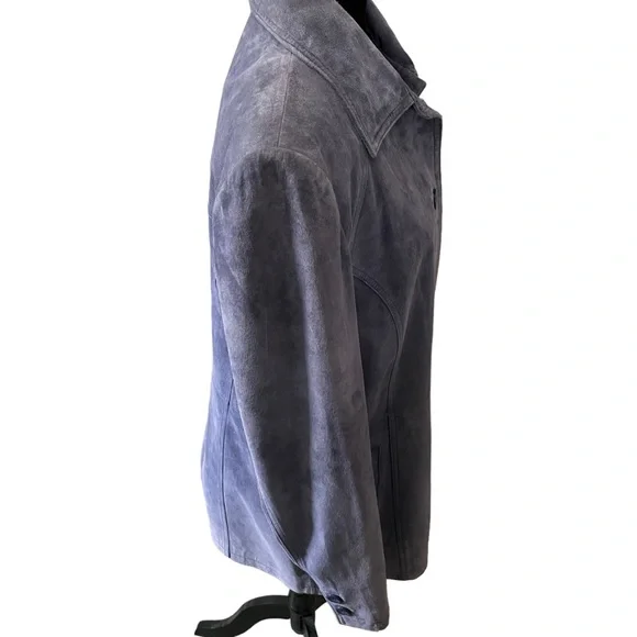 Women’s Leather Blue Button Down Jacket Size Large…Discontinued! - Picture 4 of 13